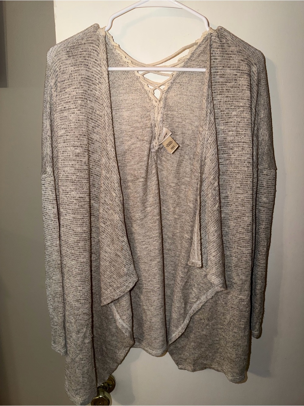 Daytrip Light Gray Open-Front Waterfall Cardigan